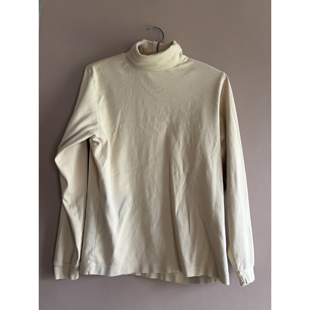 Eddie Bauer Women's 100% Cotton Tan Turtleneck Beige Medium Base Layer Lagenlook